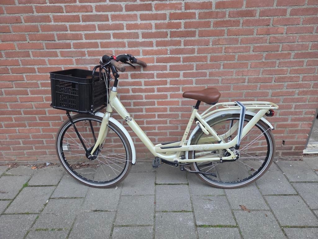 Damesfiets puch, beige, Overige merken, Gebruikt, Ophalen of Verzenden, Mandje