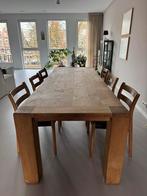 Robuuste eikenhouten design eettafel, onbewerkt. 88 x 240 cm, Huis en Inrichting, Tafels | Eettafels, Ophalen, Gebruikt, 200 cm of meer