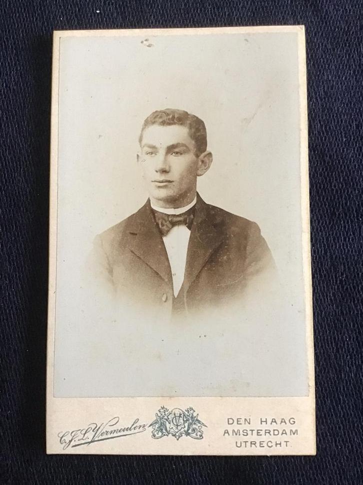 CDV, Jongeman, C.J.L. Vermeulen, Den Haag, Carte de Visite 5, Verzamelen, Foto's en Prenten, Gebruikt, Foto, Voor 1940, Ophalen of Verzenden