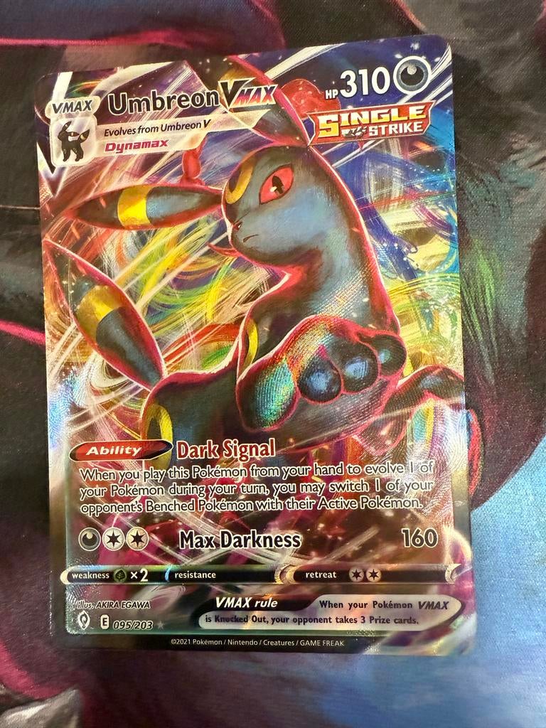 Pokemon Kaart Umbreon VMAX, Ophalen of Verzenden, Zo goed als nieuw, Losse kaart, Foil