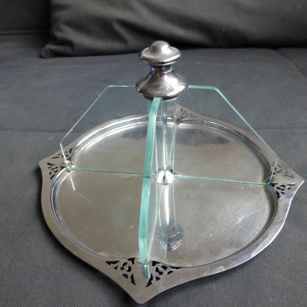 Dienblad met 4 vlakken uit de jaren 50, Ophalen of Verzenden, Gebruikt, Rechthoekig, Metaal