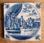 Delfts aardewerk blauwe antieke wandtegel Bijbels tafereel, Ophalen of Verzenden
