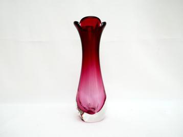 Murano - jaren 60 vaas - rood/helder  beschikbaar voor biedingen