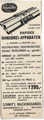 RAPIDEX HANDBREI-APPARATEN Schmit's Machinehandel 1953, Verzenden, Zo goed als nieuw, Overige typen