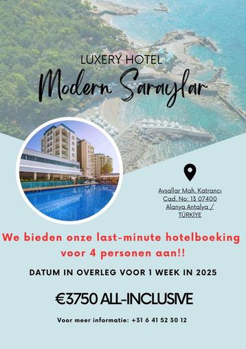 VAKANTIE ALANYA 1 WEEK VOOR 4 PERSONEN ALL INCLUSIVE beschikbaar voor biedingen