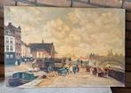 Antiek schilderij W.H. Aberson Kanaal Maastricht-Luik, Ophalen of Verzenden