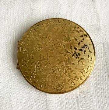 Vintage Stratton poederdoos - gouden roosjes beschikbaar voor biedingen