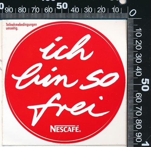 Sticker: Nescafe - Ich bin so frei - Ford Escort, Verzamelen, Stickers, Zo goed als nieuw, Bedrijf of Vereniging, Ophalen of Verzenden