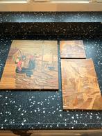 Antieke Houten Inlegwerk Panelen (3 stuks), Antiek en Kunst, Ophalen of Verzenden