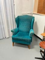 Vintage Teal Wingback Fauteuil - Comfortabel & Stijlvol, Ophalen of Verzenden, Gebruikt, Hout, 75 tot 100 cm
