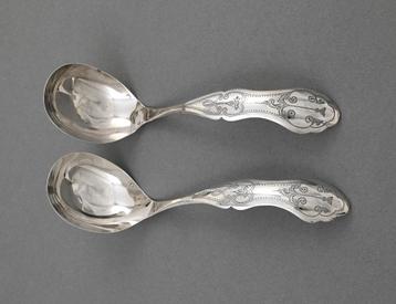 zilveren compote lepels, Biedermeier, uit 1861 beschikbaar voor biedingen