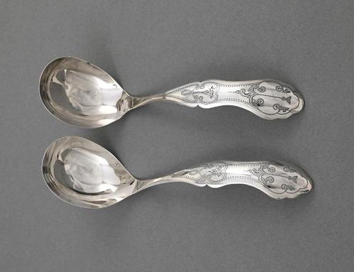zilveren compote lepels, Biedermeier, uit 1861, Antiek en Kunst, Antiek | Goud en Zilver, Zilver, Verzenden