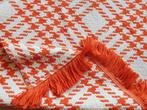 Pied-de-poule deken sprei woonkleed vintage jaren ‘70 oranje, Huis en Inrichting, Woonaccessoires | Plaids en Woondekens, Ophalen of Verzenden