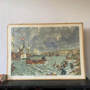 Schoolplaat Landing van prins Willem III bij Brixham, 1688 beschikbaar voor biedingen