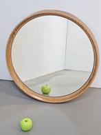 XL vintage rond spiegel hout kunstsof Deens Mid century ´60