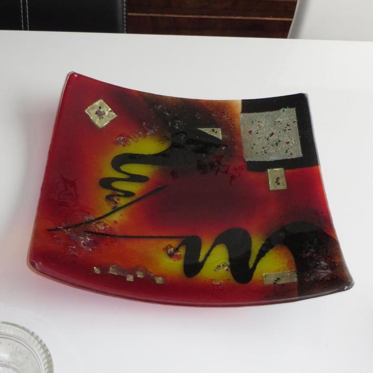 design schaal glasfusing  40 x 40 cm, Antiek en Kunst, Antiek | Glas en Kristal, Ophalen of Verzenden