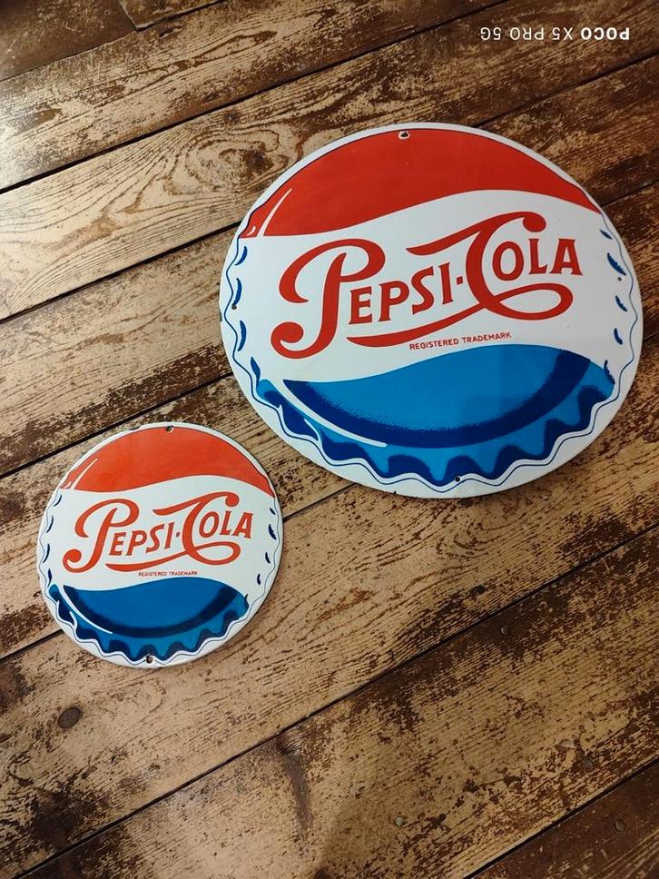 2 emaille Pepsi reclameborden, Verzamelen, Merken en Reclamevoorwerpen, Zo goed als nieuw, Reclamebord, Ophalen of Verzenden