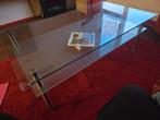 Glazen Salontafel met RVS Poten - 125x70cm, 100 tot 150 cm, Minder dan 50 cm, Rechthoekig, 50 tot 100 cm