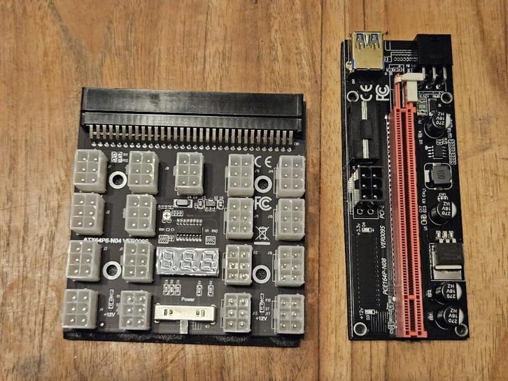 Mining ATX64P6-N04 breakout-board + PCE164P-N08 PCI-E riser, Computers en Software, Videokaarten, Zo goed als nieuw, Overige chipsets