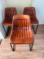 3 eetkamerstoelen van Riverdale, cognac leer, Huis en Inrichting, Stoelen, Ophalen, Gebruikt, Bruin, Leer