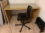 IKEA Bureau 140x75 cm licht eiken mét bureaustoel, Huis en Inrichting, Bureaus, Ophalen, Gebruikt, Bureau