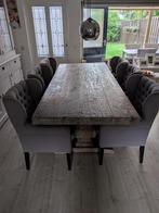 Eettafel + 6 Stoelen (Kolomtafel), Huis en Inrichting, Tafels | Eettafels, Gebruikt, 100 tot 150 cm, Eikenhout, 200 cm of meer