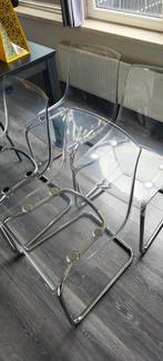 4x gebruikte Tobias doorzichtige Tobias stoelen ikea, Huis en Inrichting, Stoelen, Ophalen, Gebruikt, Overige kleuren, Vier
