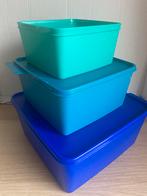 Tupperware Set van 3 Voorraaddozen, Huis en Inrichting, Keuken | Tupperware, Verzenden, Gebruikt, Blauw, Bak of Kom