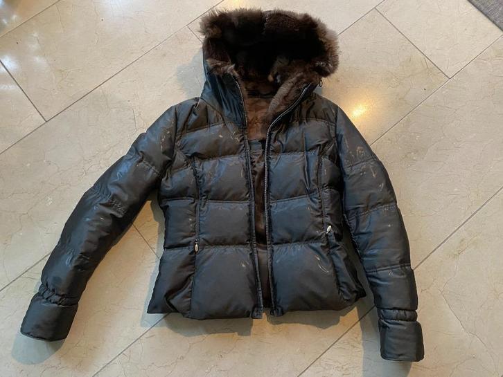 Geospirit jas / wintersportjack met donzen capuchon, Kleding | Dames, Jassen | Winter, Gedragen, Maat 38/40 (M), Groen, Ophalen of Verzenden