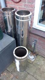 RVS Dubbelwandige Kachelpijp - 25cm 2 * 1m en 1 van  0,5 m, Doe-het-zelf en Verbouw, Buizen en Afvoer, Ophalen of Verzenden
