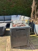 Livin Flame vuurtafel met glaswand, beschermhoes en gasfles, Tuin en Terras, Ophalen, Gebruikt