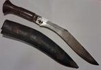 Kukri Nepal mes antiek kapmes 19e eeuw geel metaal inleg, Verzenden, Overige soorten, Azië, Mes of Dolk