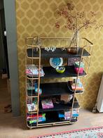 Kast, trolley, bakkerskast, goud, zwart, planken, wielen, Huis en Inrichting, Ophalen, Zo goed als nieuw