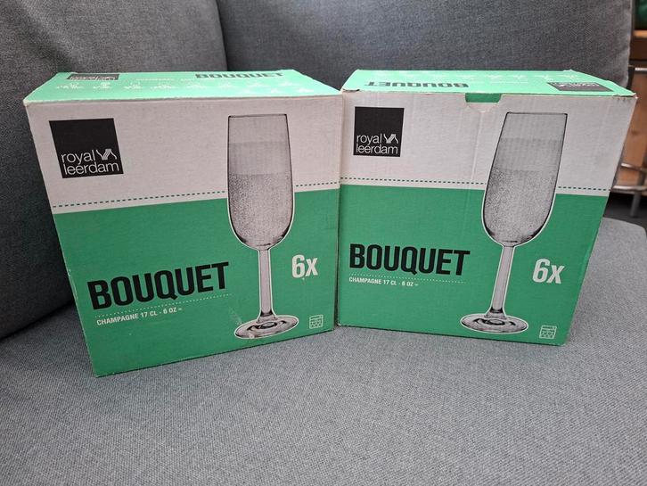 Royal Leerdam Champagneglazen - 2 Dozen (12 stuks), Huis en Inrichting, Keuken | Servies, Nieuw, Glas of Glazen, Effen, Glas, Ophalen of Verzenden