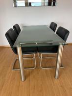 Zware glazen eettafel, bijzettafels en tv meubel, Huis en Inrichting, Tafels | Eettafels, Ophalen, 100 tot 150 cm, Rechthoekig