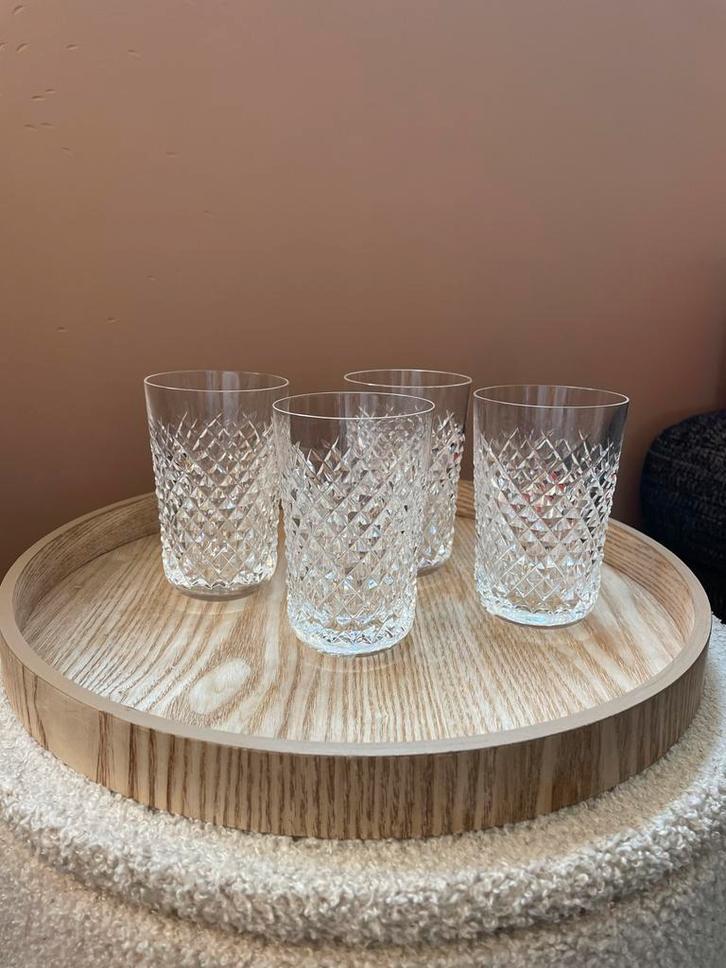 4 Kristallen Glazen, Huis en Inrichting, Keuken | Servies, Zo goed als nieuw, Glas of Glazen, Effen, Glas, Ophalen of Verzenden