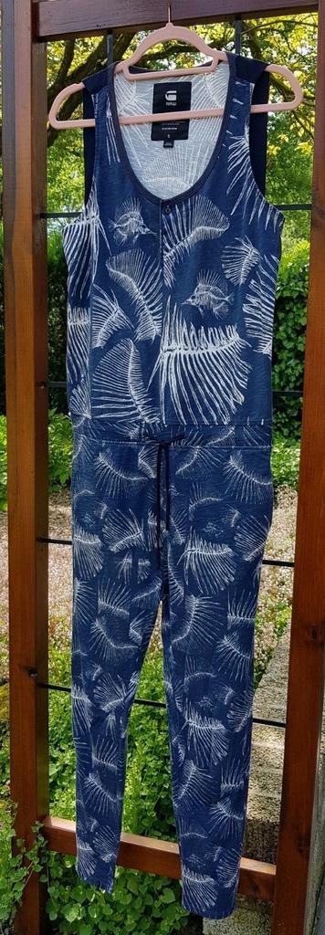 Gstar jumpsuit katoen blauw wit S G star, Kleding | Dames, Jumpsuits, Zo goed als nieuw, Maat 36 (S), Blauw, Ophalen of Verzenden