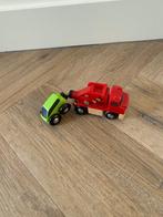 Heel goed Brio houten trein sleepwagen sleepauto 33528 groen, Ophalen of Verzenden, Zo goed als nieuw, Overige typen