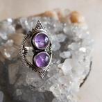 Amethyst Ring maat 18,5 (925 zilver), Nieuw, 18 tot 19, Met edelsteen, Dame