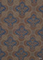 14169 vintage antiek barok behang kobaltblauw 100 jaar oud, Verzenden, 75 m² of meer, Bruin