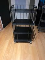 Zwarte metalen trolley met 4 planken, Ophalen, Zo goed als nieuw