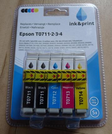 Epson compatible T0711, 0712, 0713 en 0714, 3 vp voor 15 eur