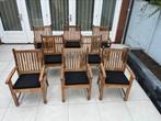 Teak tuinstoelen (Annapart) 8x incl kussens (wasbaar), Ophalen, Gebruikt