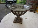BROCANTE VOET VAN GIETIJZER MET SCHAAL VAN GLAS EROP/APART, Ophalen