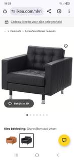 Ikea fauteuil leer zwart landskrona, Huis en Inrichting, Ophalen, 90 cm, Eenpersoons, Zwart