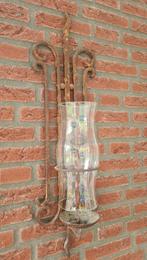 Brocante kaars kandelaar / windlicht, Antiek en Kunst, Ophalen