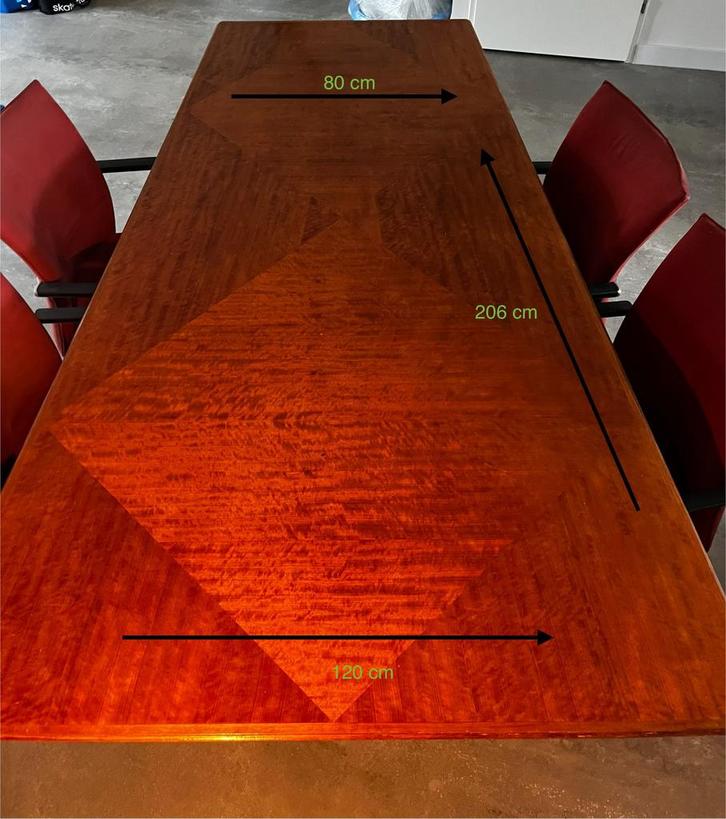 Art Deco vergadertafel of eettafel, Huis en Inrichting, Tafels | Eettafels, Gebruikt, 100 tot 150 cm, 200 cm of meer, Vijf personen of meer