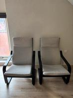 2x IKEA POÄNG Fauteuil - Zwartbruin/Beige - Goed als nieuw, Huis en Inrichting, Ophalen, Bruin, Zo goed als nieuw, Eén