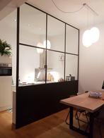 stalen scheidingswand, glazen wand, stalen pui, Nieuw, Glasplaat, 160 cm of meer, 160 cm of meer