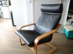 Ikea Poang fauteuils - berkenfineer/Glose leer donkerbruin, Huis en Inrichting, 75 tot 100 cm, Hout, 75 tot 100 cm, Zo goed als nieuw